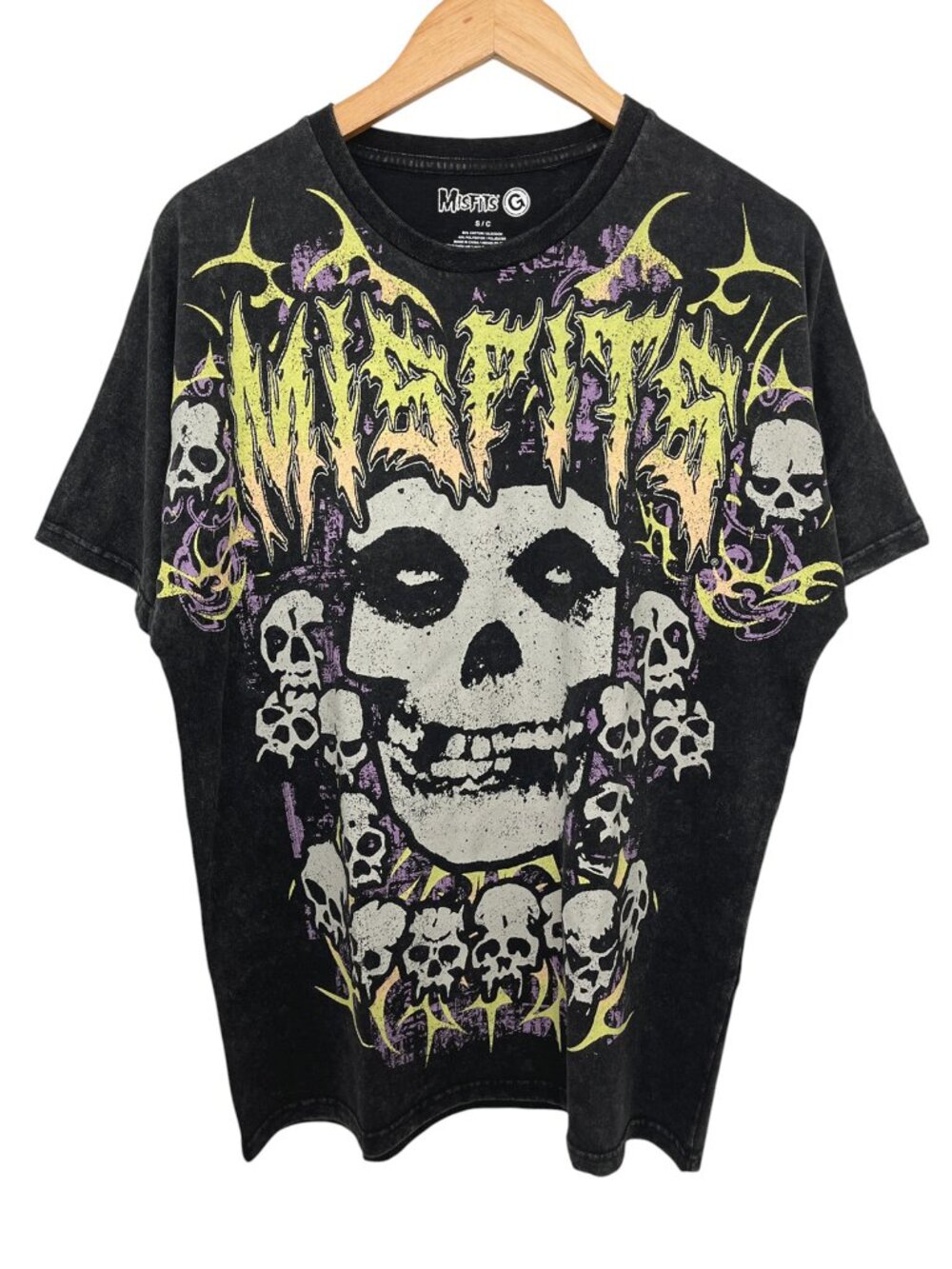 Misfits Men’s T-Shirt Multi Skull Graphic NWT Darker Acid Wash Small